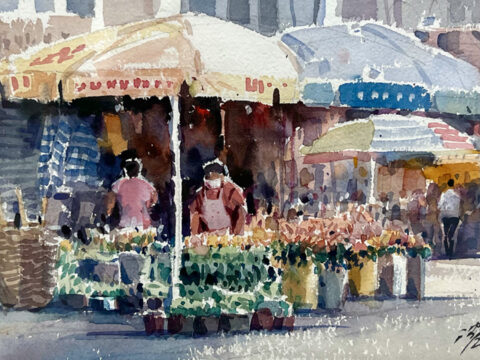 街市中的花檔 Flower Stall in the Market